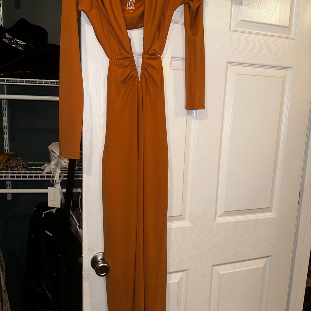 Elegant Rust Long Sleeve Dress